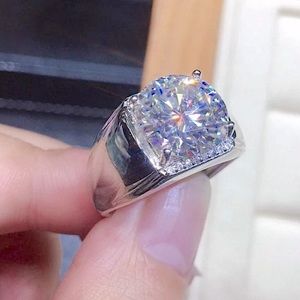PT950 White moissanite ring for men